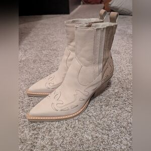 Dolce Vita Cream Western Ankle Boots